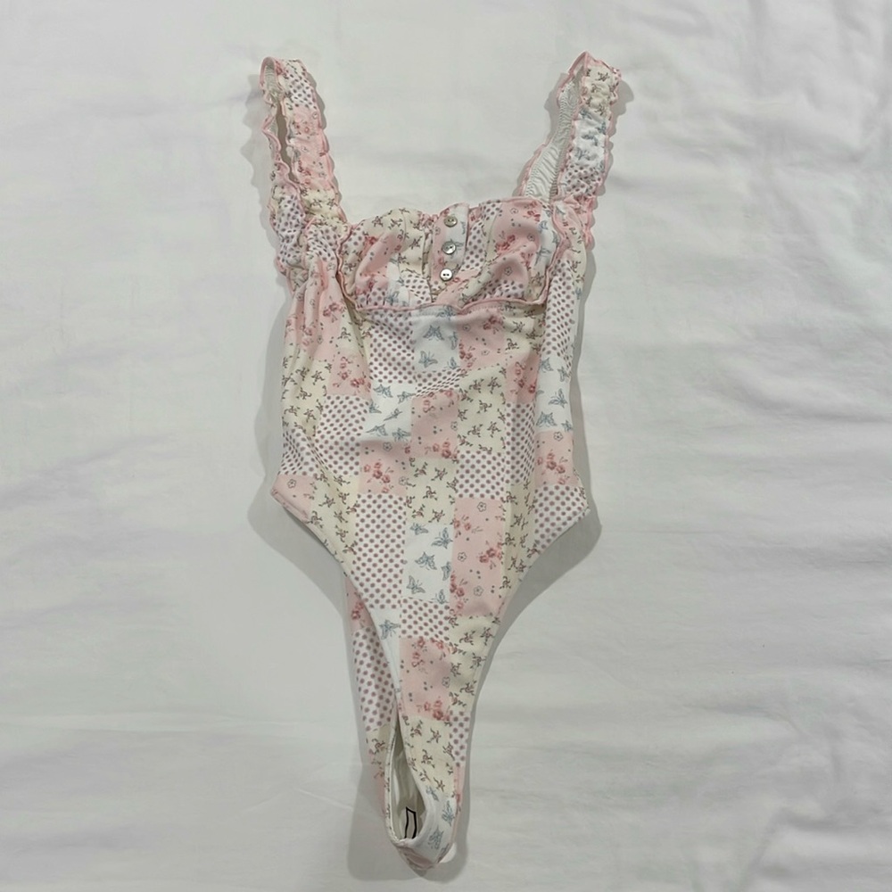 Frankies Bikinis Sydney Sweeney Pink Plaid Butterfly One Piece Swimsuit Size S
